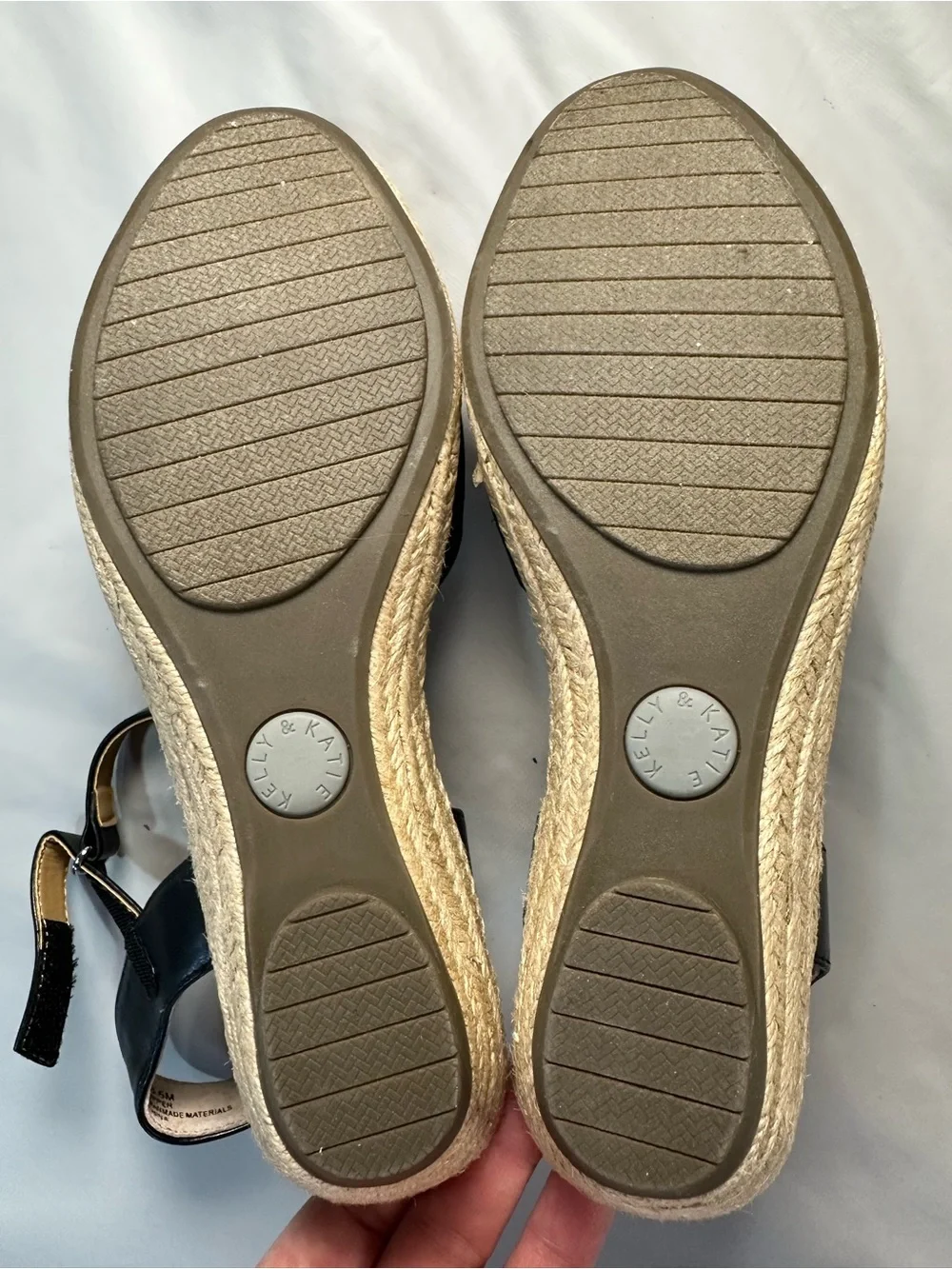 Kelly & Katie Black Canvas Espadrille Adjustable strap. Size 8.5